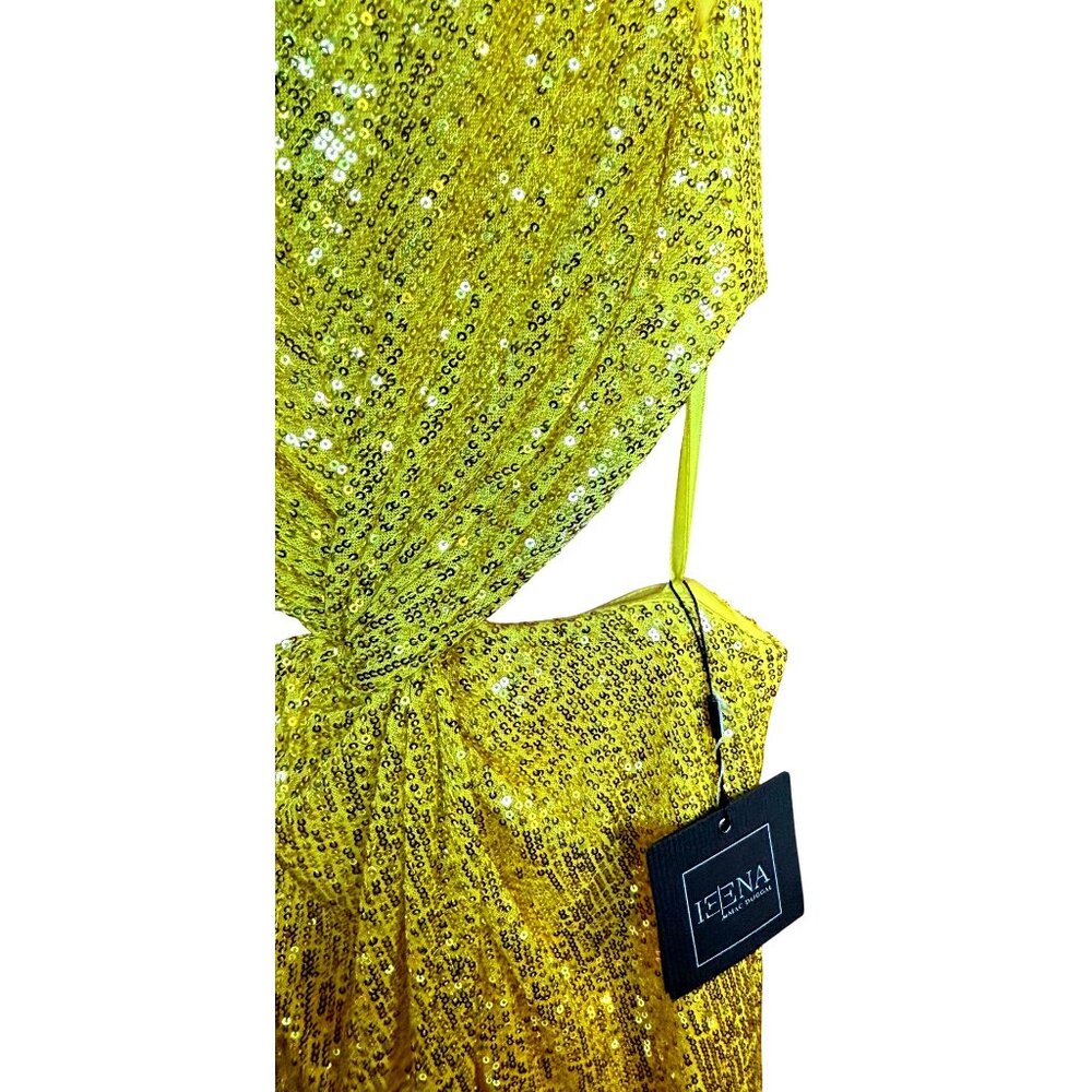 Mac Duggal Marigold Sequin Twist Front Cutout Midi Dress Size 2 New With Tags - Picture 11 of 16
